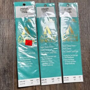 Mustad Accu Snells Fishing Hooks Size 10 Qty 5 AC641 3 Packs, VINTAGE, LOT